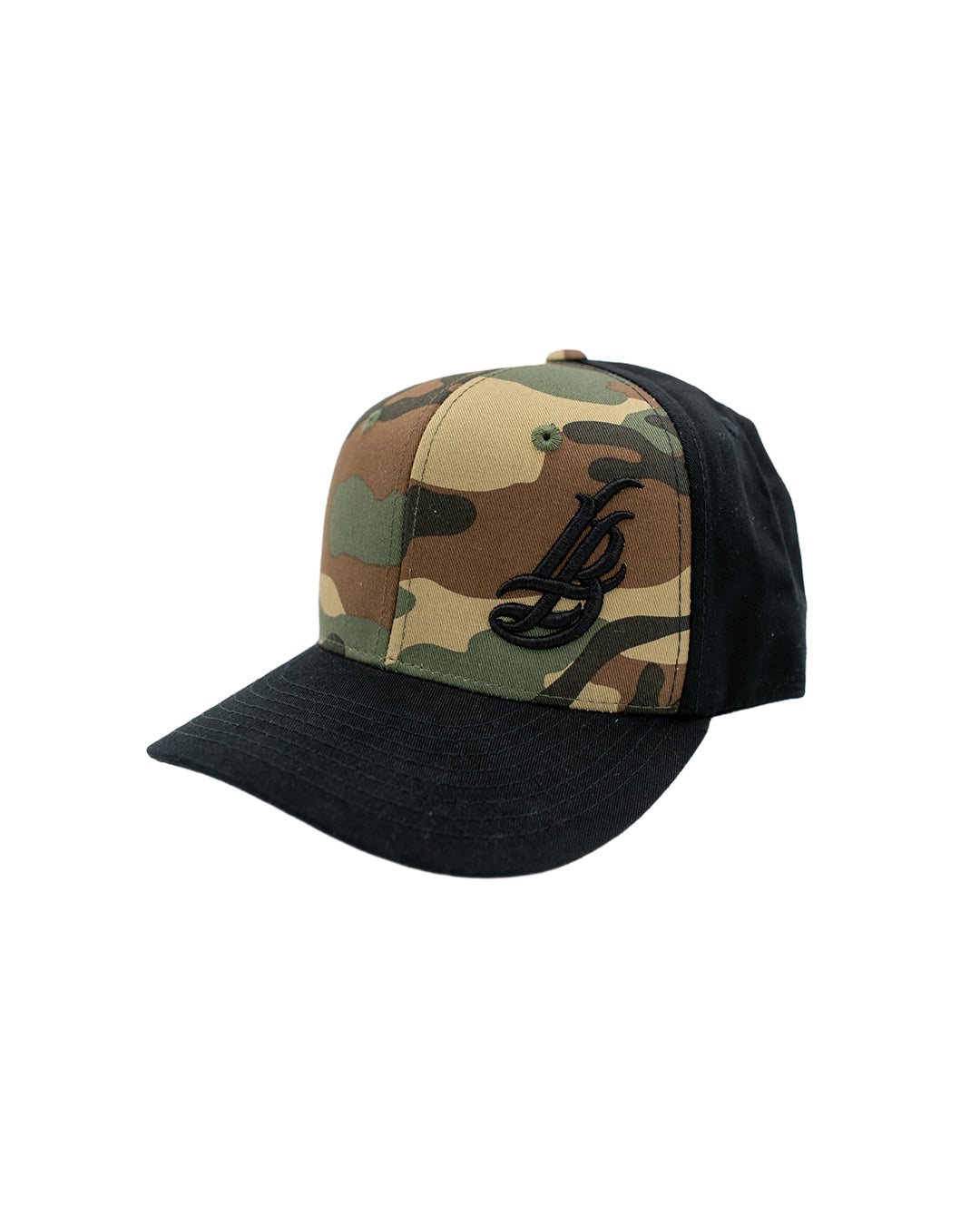 Cursive LB Camo & Black Baseball Hat