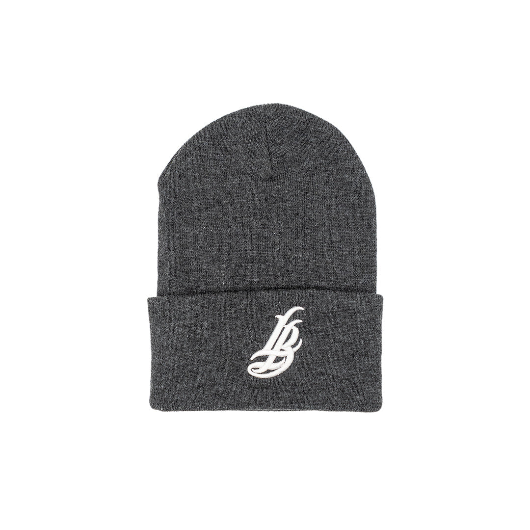 Cursive LB Charcoal Long Beanie