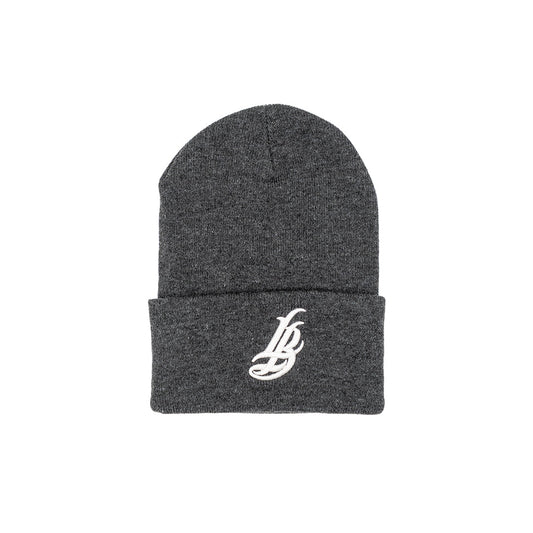 Cursive LB Charcoal Long Beanie