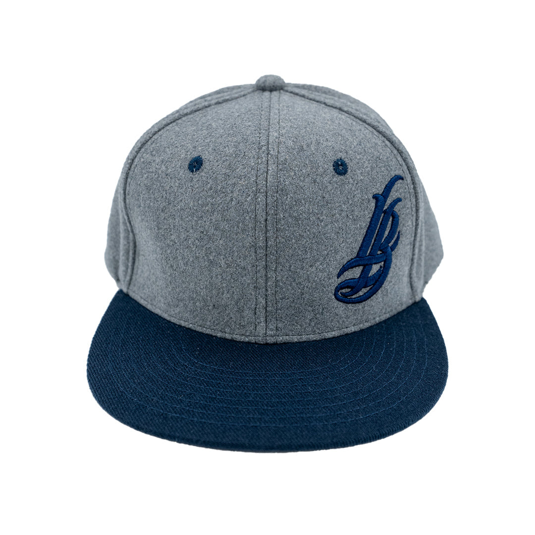 Cursive LB Charcoal Wool & Navy Snapback