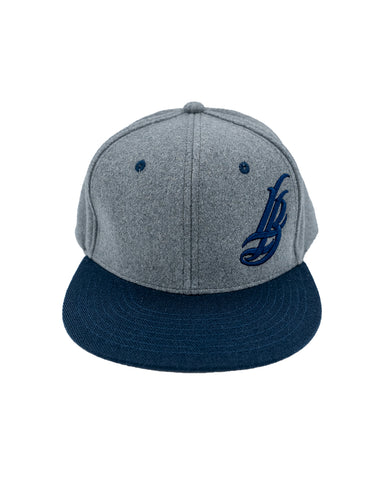 Cursive LB Charcoal Wool & Navy Snapback