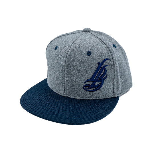 Cursive LB Charcoal Wool & Navy Snapback