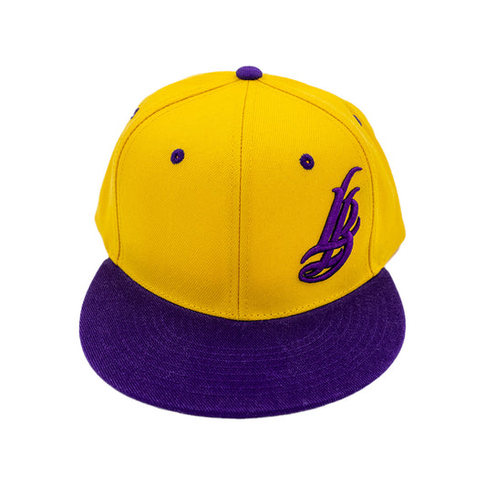 Cursive LB Gold and Purple Snapback