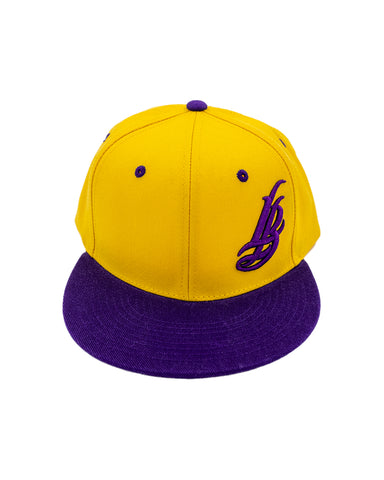 Cursive LB Gold and Purple Snapback