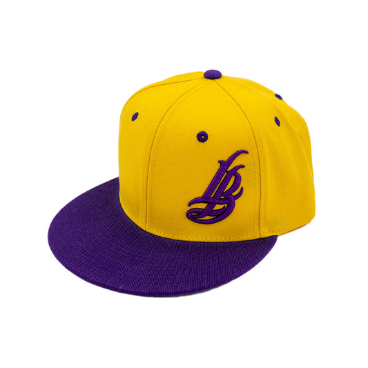 Cursive LB Gold and Purple Snapback