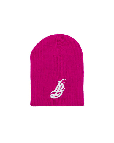 Cursive LB Hot Pink Short Beanie