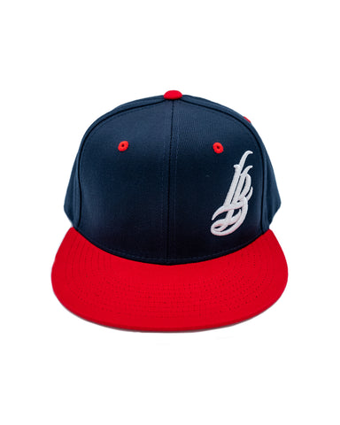 Cursive LB Navy & Red Snapback