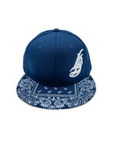 Cursive LB Navy & White Paisley Snapback