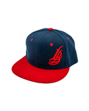 Cursive LB Red on Red/Navy Snapback