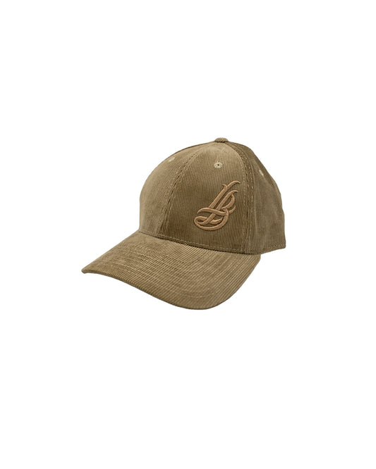 Cursive LB Tan Corduroy Baseball Hat