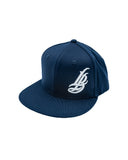 Cursive LB White On Navy Snapback