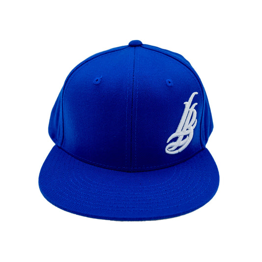 Cursive LB White On Royal Snapback