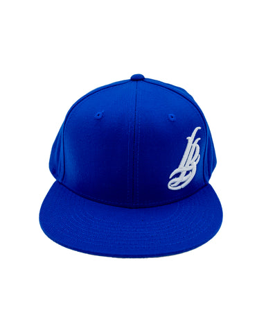 Cursive LB White On Royal Snapback