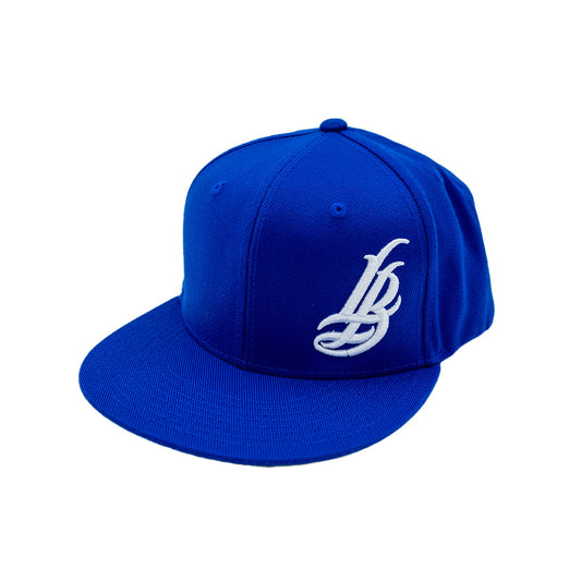 Cursive LB White On Royal Snapback