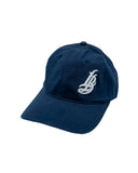 Cursive LB White on Navy Unstructured Dad Hat