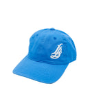 Cursive LB White on Sky Blue Unstructured Dad Hat