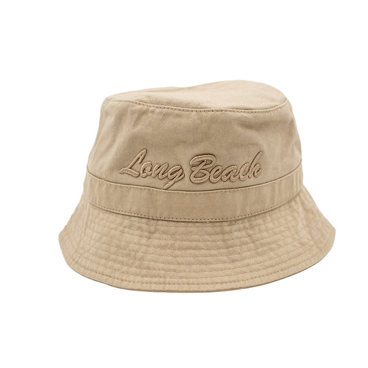 Cursive Long Beach All Khaki Bucket Hat