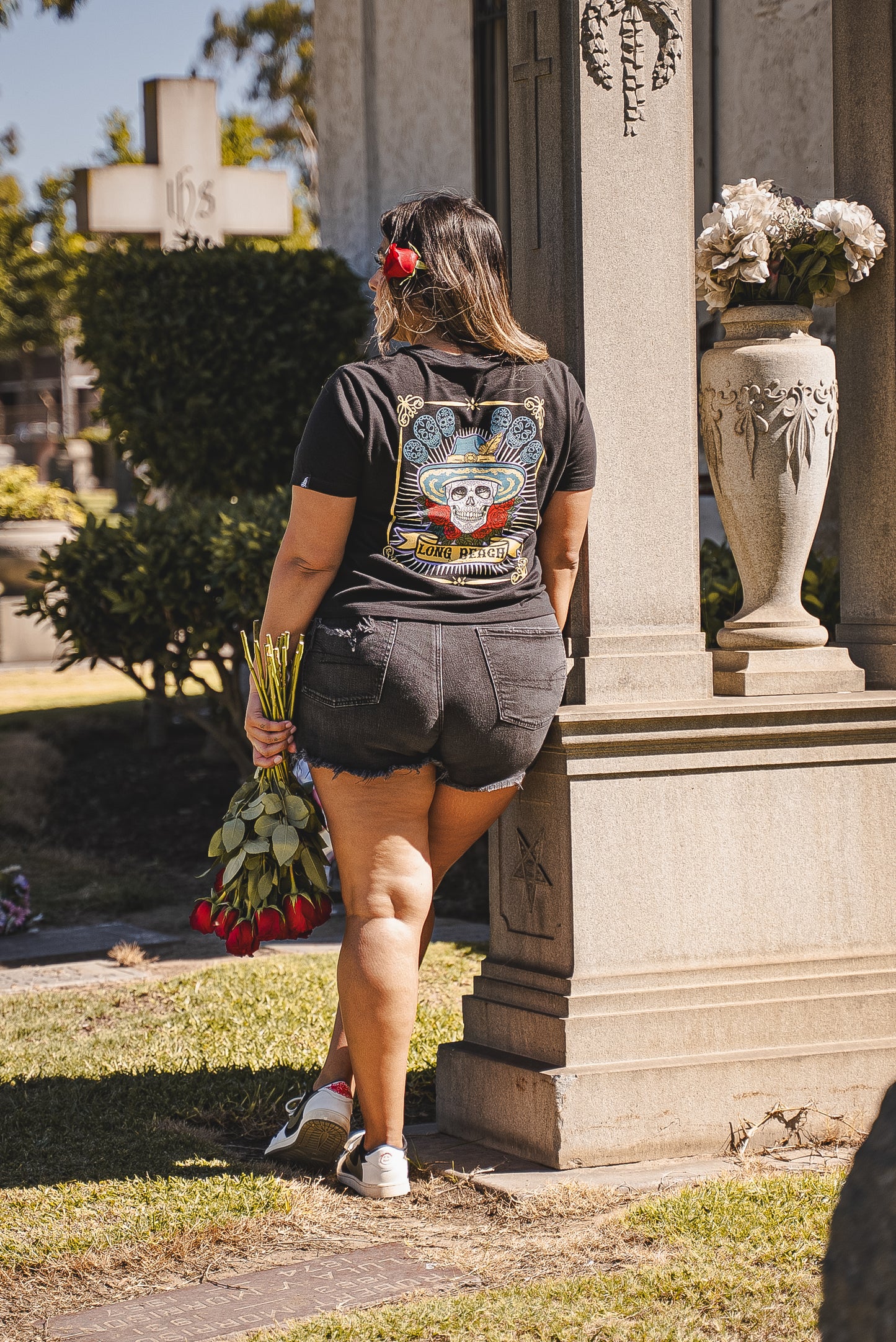 Sombrero Skull Women's Black Boxy T-Shirt