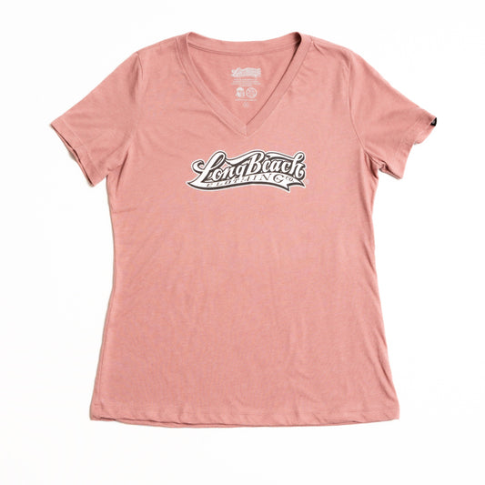 Long Beach Clothing Co. Logo Women's Heather Mauve V-Neck T-Shirt