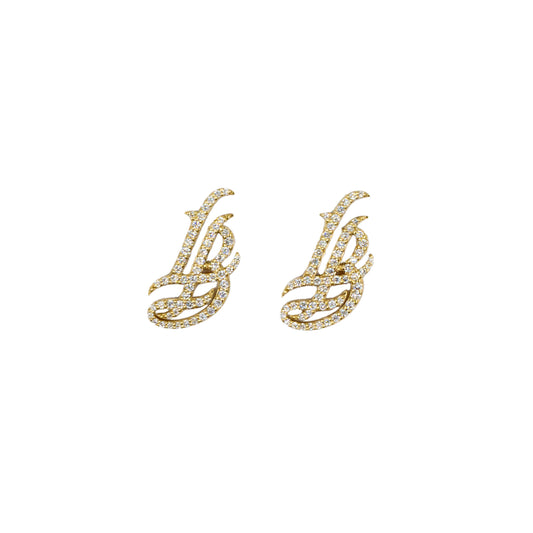 Lab Grown Diamond 14K Solid Yellow Gold LB Stud Earrings- MADE TO ORDER