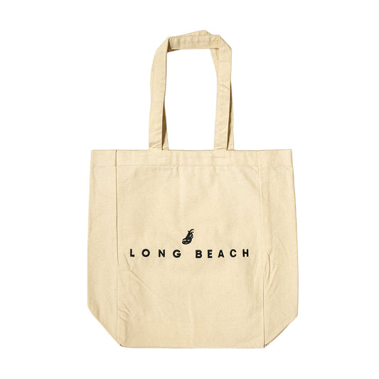 Embroidered Long Beach Natural Tote Bag