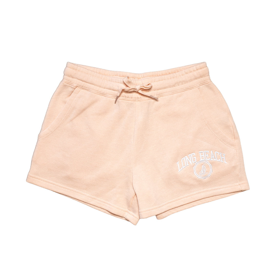 Embroidered Women's Long Beach Blush Fleece Shorts