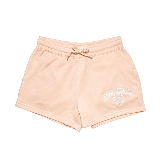 Embroidered Women's Long Beach Blush Fleece Shorts