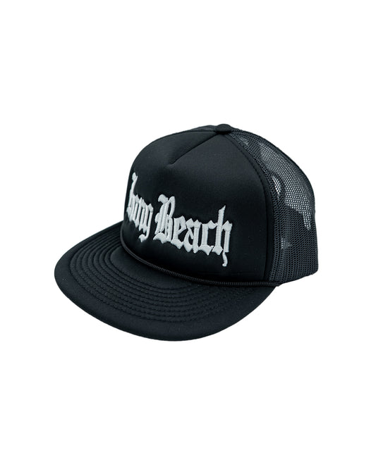 Old English White On Black Foam Front Trucker Hat