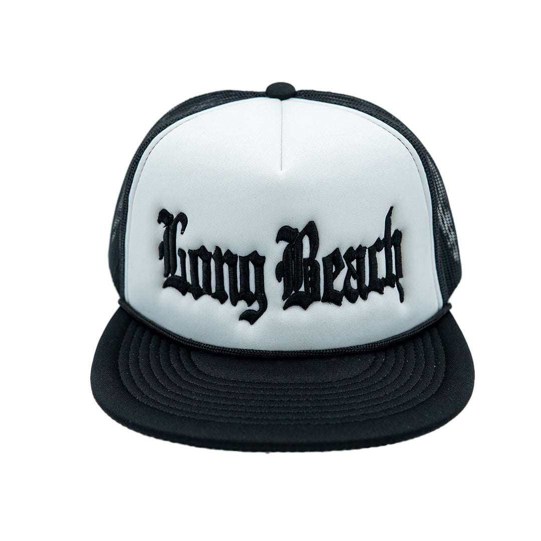 Old English White & Black Foam Front Trucker Hat