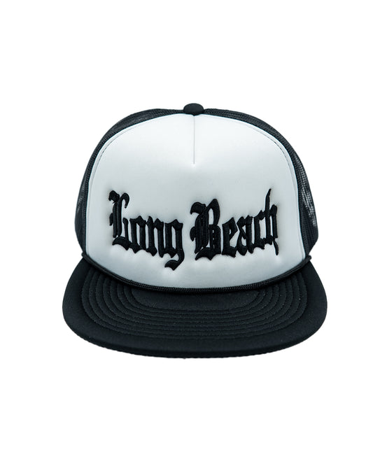 Old English White & Black Foam Front Trucker Hat