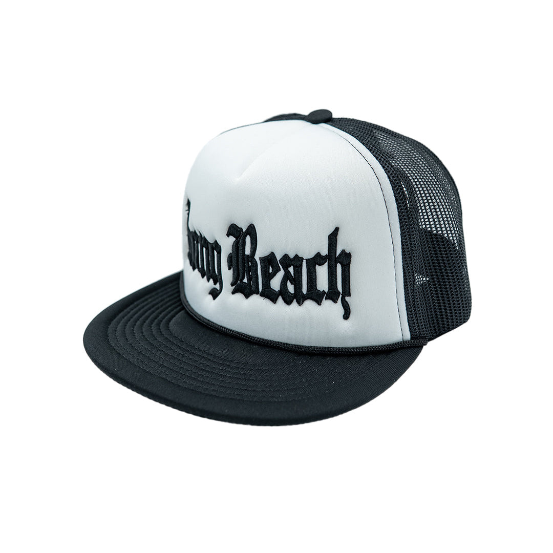 Old English White & Black Foam Front Trucker Hat