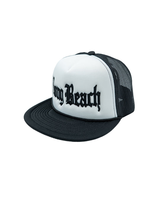 Old English White & Black Foam Front Trucker Hat