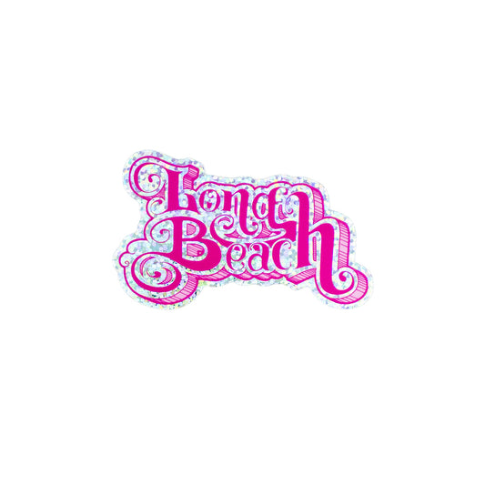 Curly Q Pink Glitter Sticker