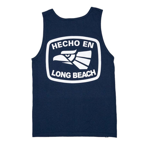 Hecho En Long Beach Men's Navy Tank Top