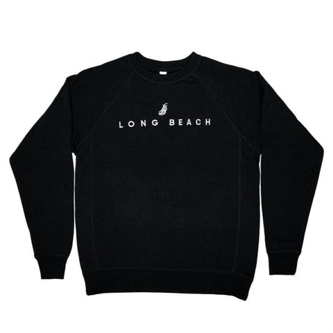 Women's Embroidered Black Midweight Crew Neck Sweater