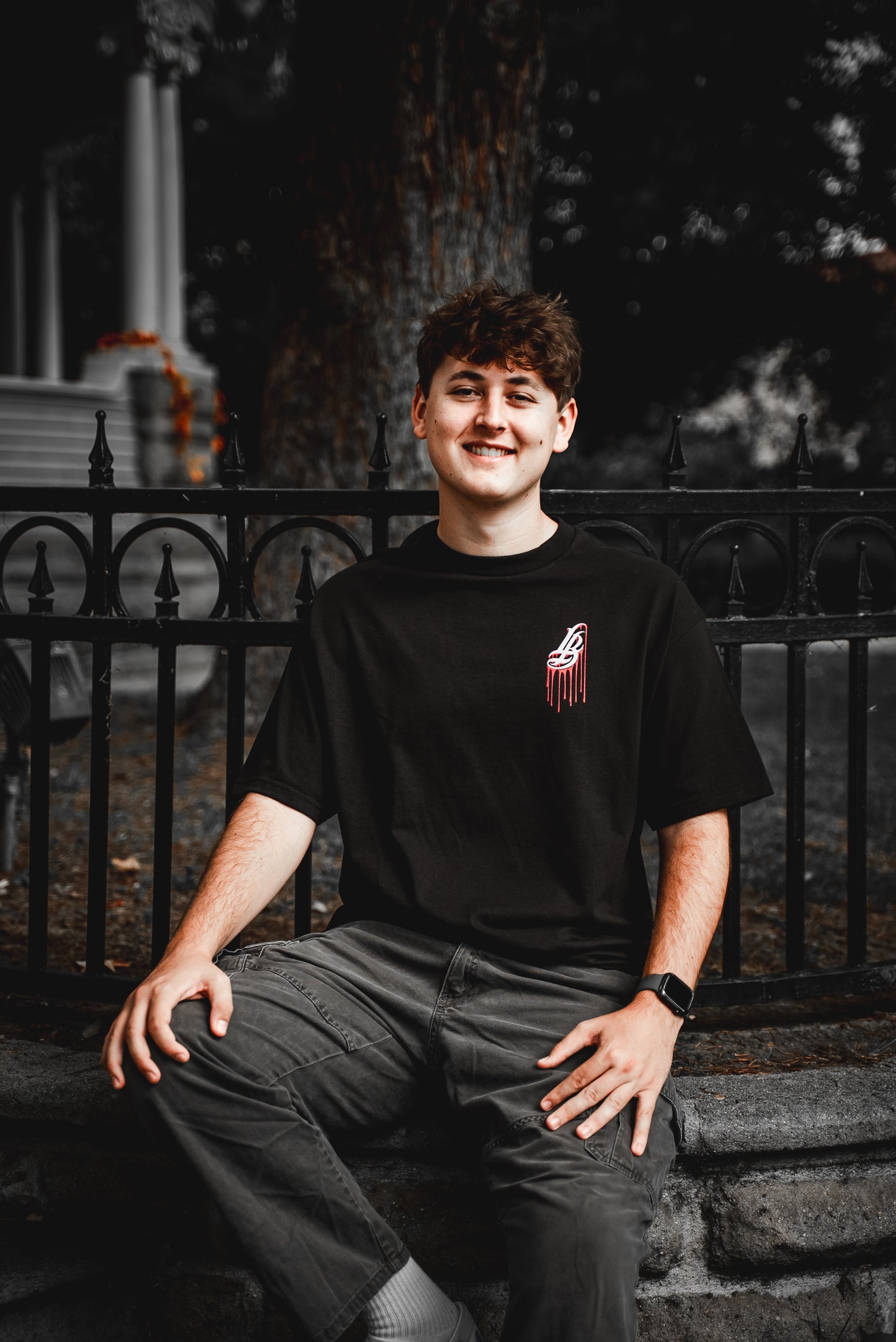 Cursive LB Bleeds Men's Black T-Shirt