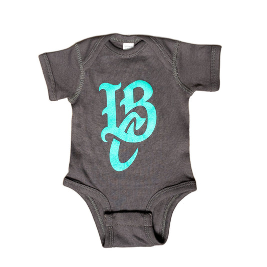 LBC Logo Charcoal Baby Onesie- Long Beach Coast