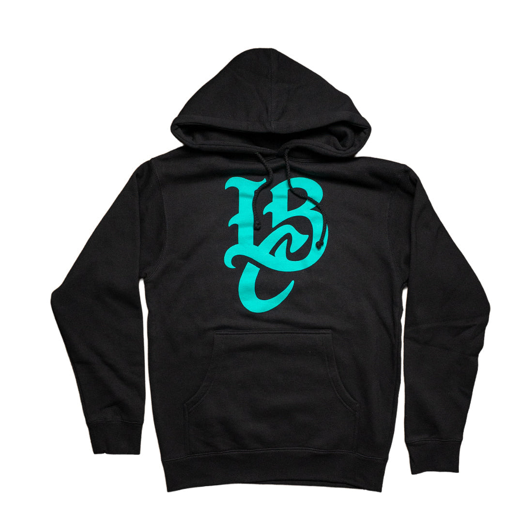 LBC Logo Men's Black Pullover Hoodie- Long Beach Coast
