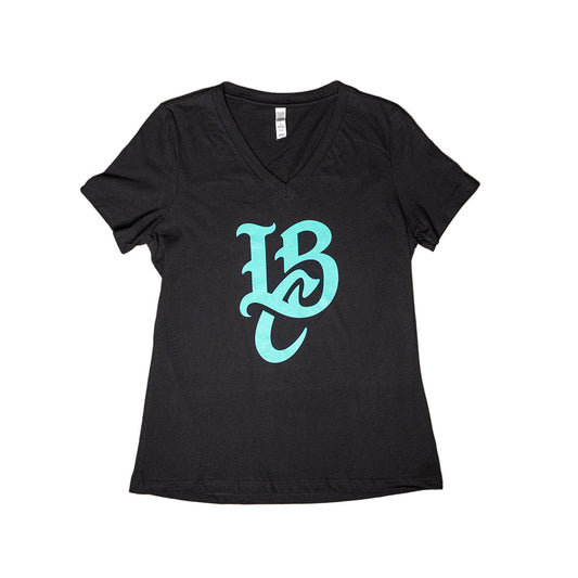 LBC Logo Women's Black V-Neck T-Shirt