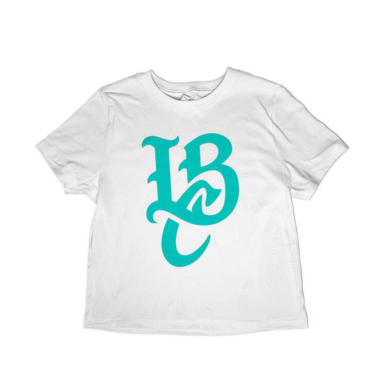 LBC Logo Women's White Boxy T-Shirt- Long Beach Coast