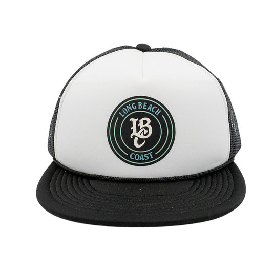 LBC Patch Black & White Foam Trucker Hat- Long Beach Coast
