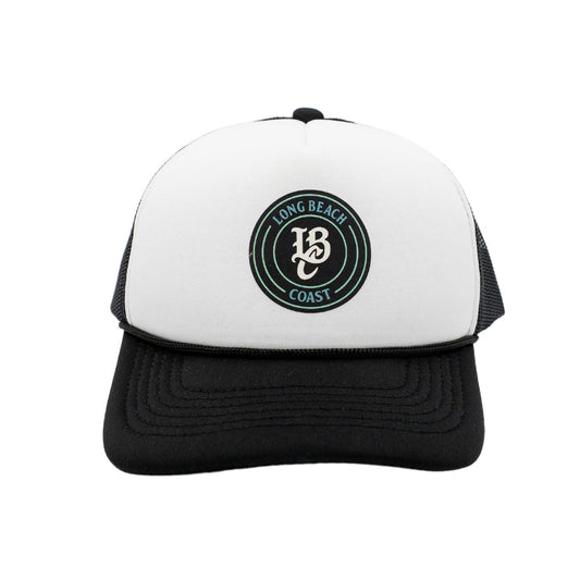 Kids LBC Patch Black & White Foam Trucker Hat- Long Beach Coast