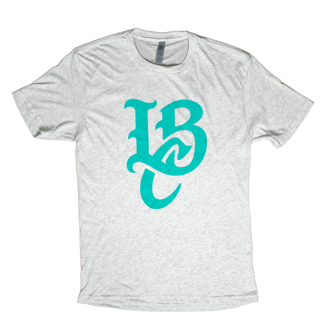 LBC Logo Adult Heather White Triblend T-Shirt- Long Beach Coast