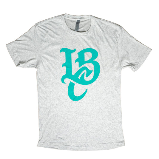 LBC Logo Adult Heather White Triblend T-Shirt- Long Beach Coast