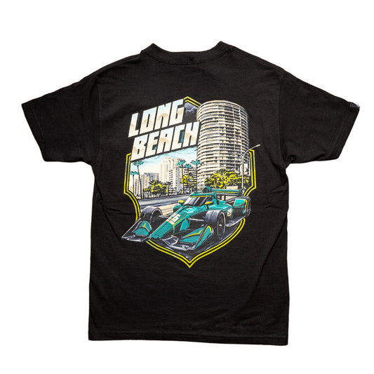 LB Open-Wheel Race Car Men's Black T-Shirt