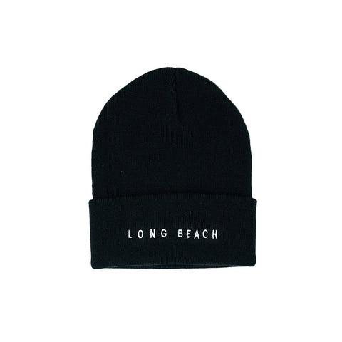 Long Beach Black Long Beanie