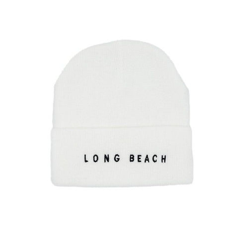 Long Beach White Long Beanie