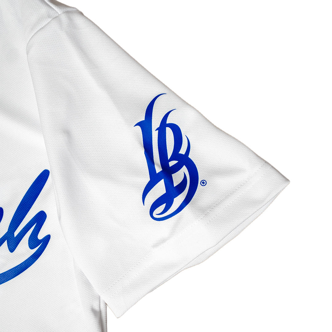 Long Beach Adult White Baseball Jersey- ONLINE EXCLUSIVE