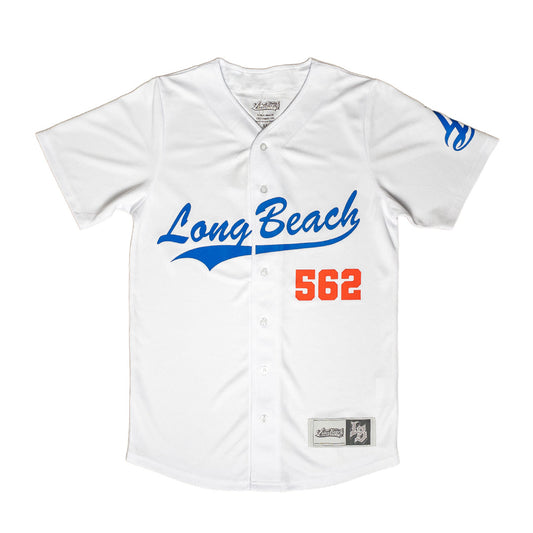 Long Beach Adult White Baseball Jersey