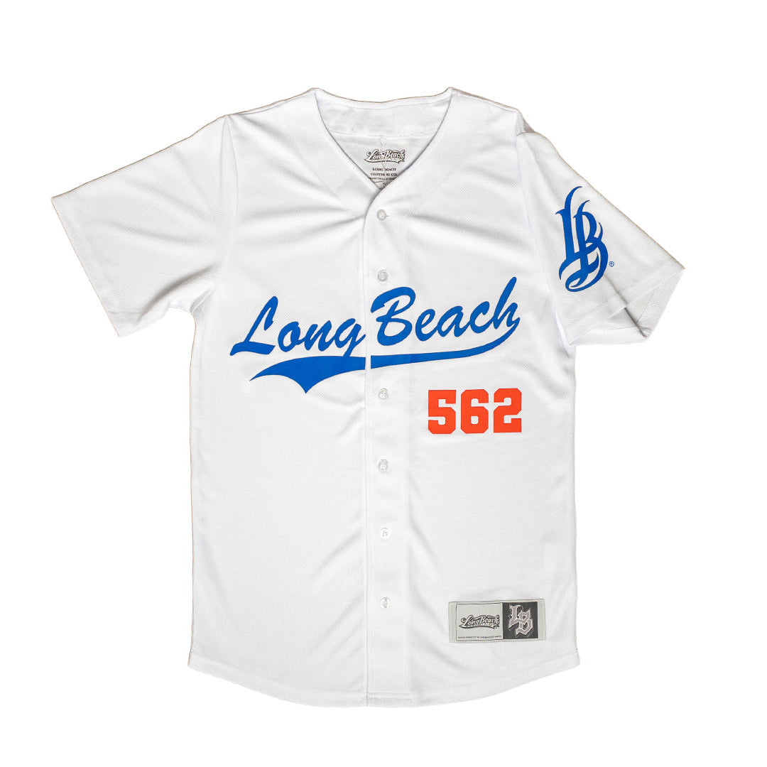 Long Beach Adult White Baseball Jersey